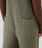 Salopette casual grande taille tricot côtelé avec poches