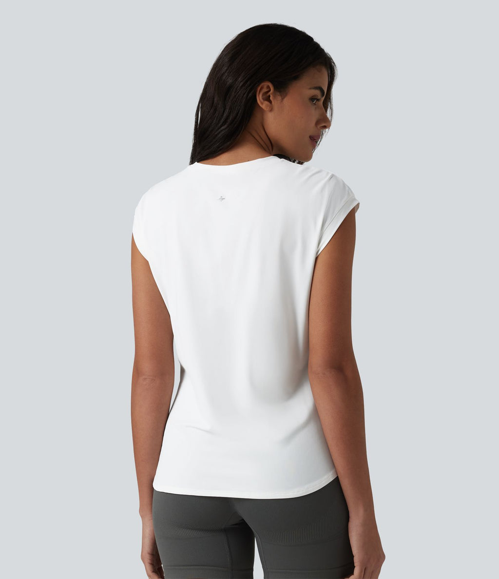 Haut de sport running col rond manches courtes ourlet croisé effet frais InstantCool séchage rapide, protection solaire UPF50+