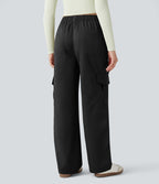 Pantalon coupe droite taille mi-haute avec poches