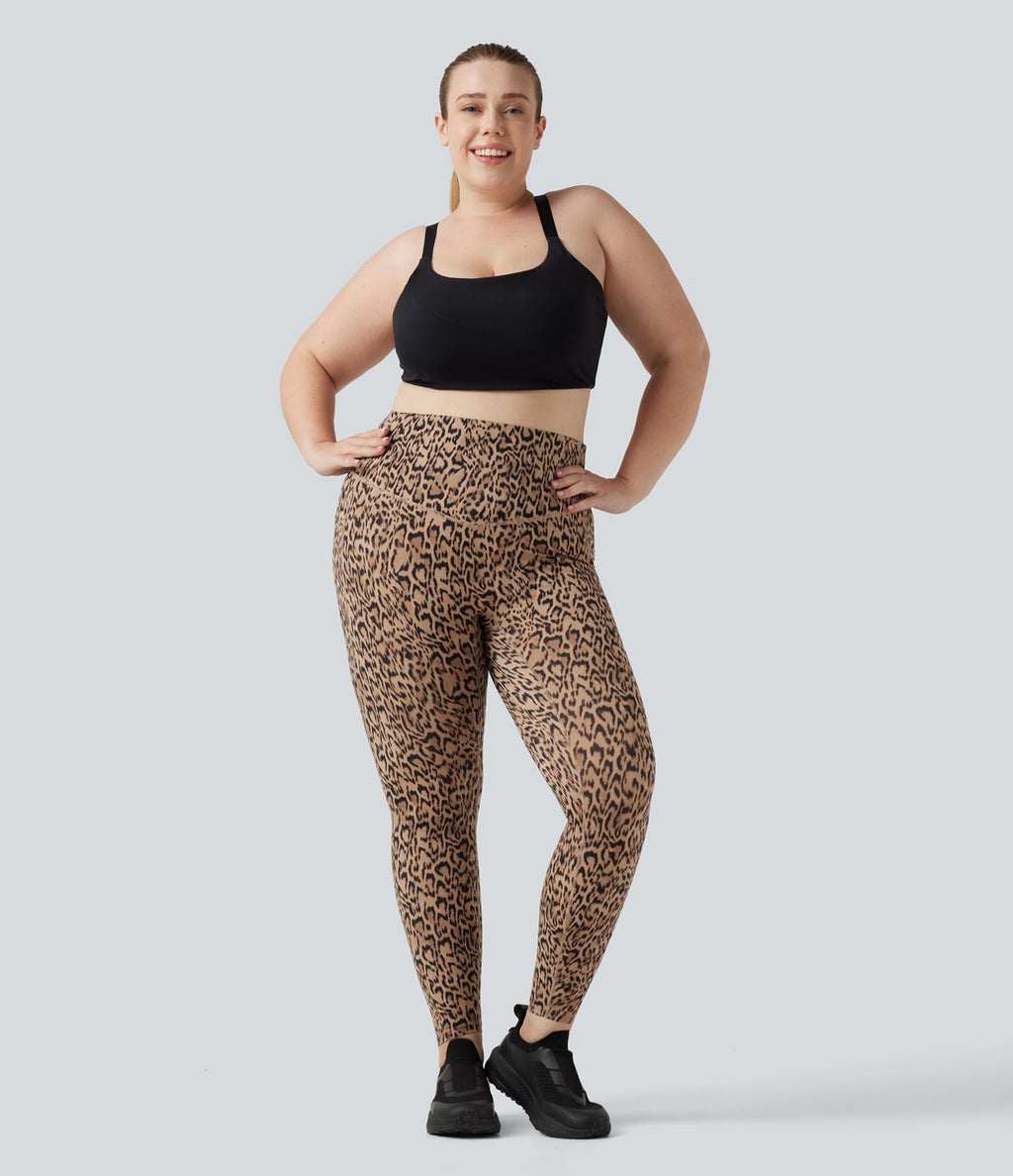 Legging de yoga grande taille Halara UltraSculpt™ taille haute gainant imprimé léopard avec poches