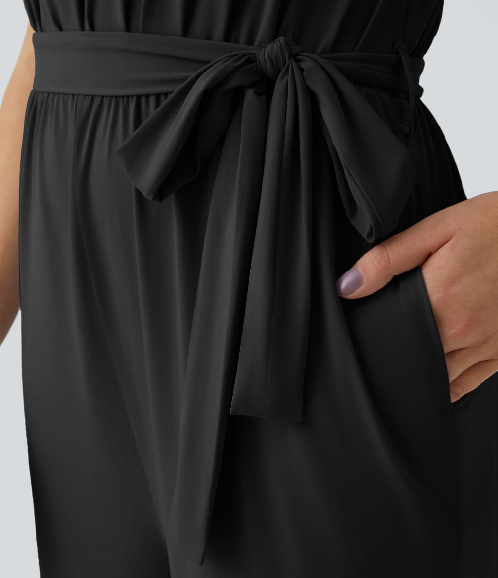 Combinaison de vacances sans manches avec attache au dos, plis, ceinture et poches latérales et découpes effet frais InstantCool