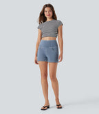 Short 7,5 cm décontracté gainant taille haute effet denim avec poches Halara Flex™