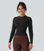Haut de sport col rond à manches longues sans couture Seamless Flow