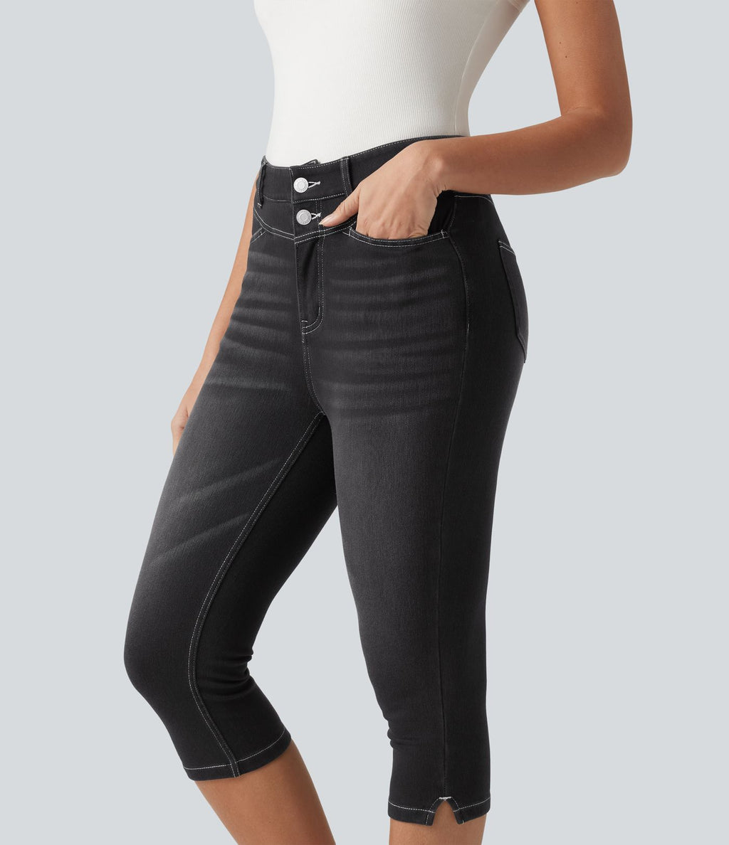 Halara Flex™ Jean slim casual capri taille haute avec fentes et poches