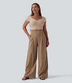 Pantalon large décontracté SoftlyZero™ Airy gainant taille haute effet frais InstantCool avec poches, protection solaire UPF50+