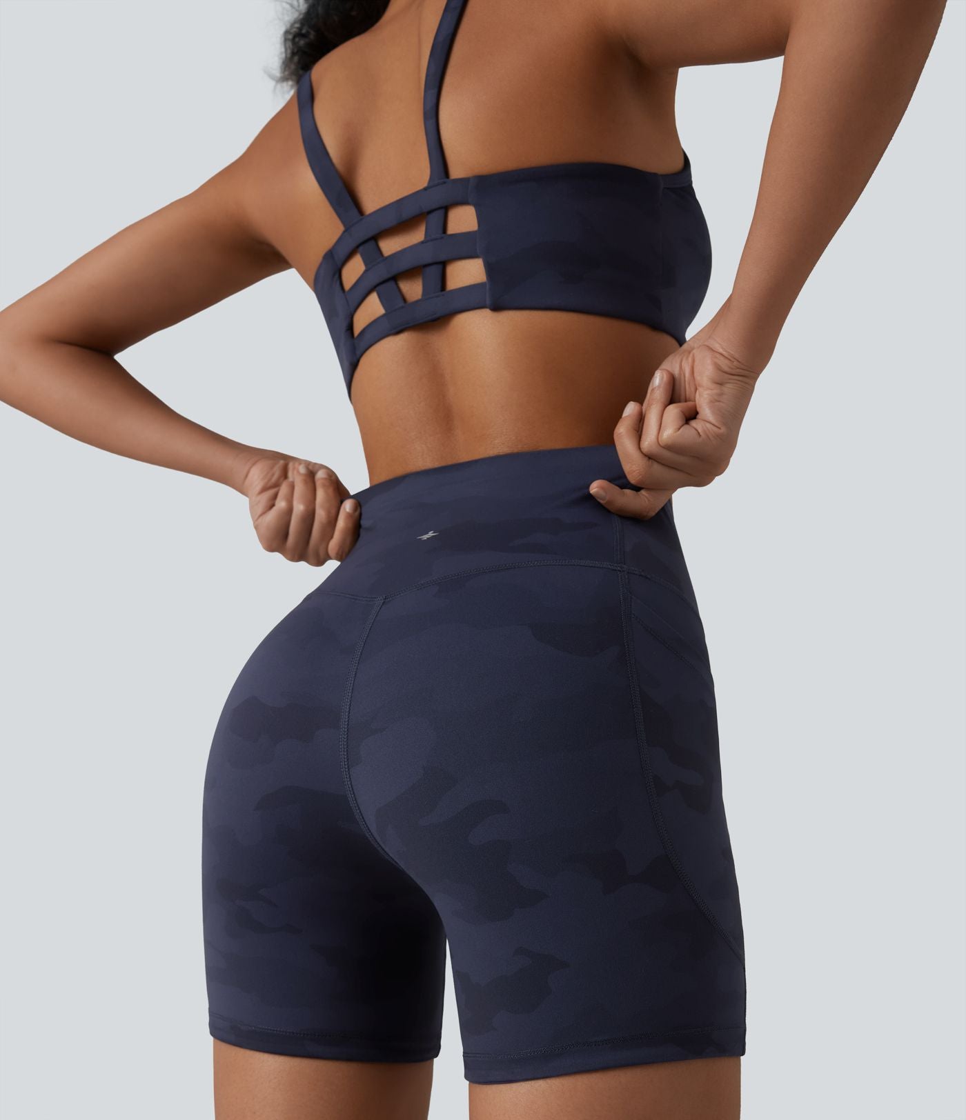 Short cycliste Halara UltraSculpt™ imprimé camouflage taille haute gainant 12,5 cm avec poches