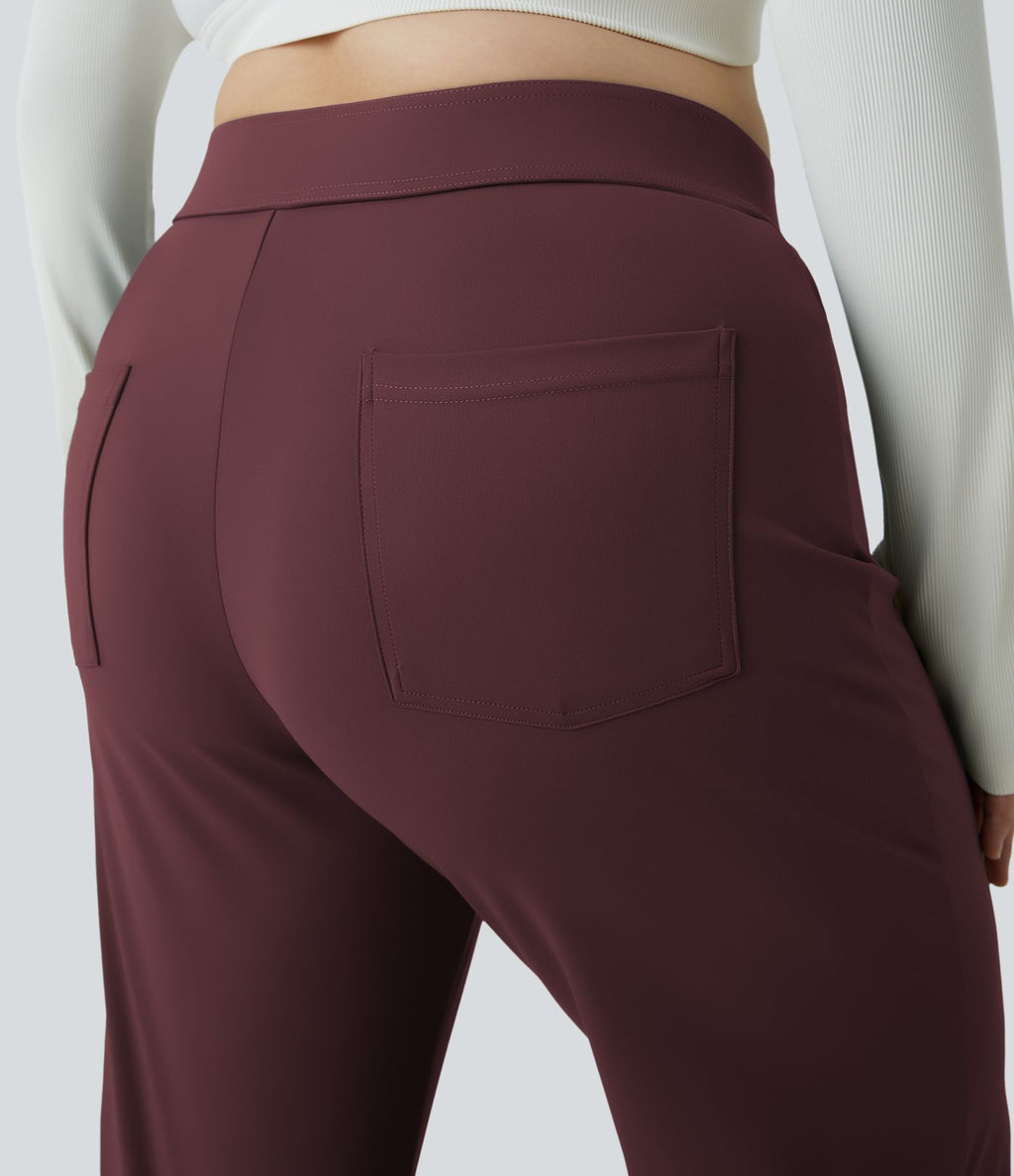 Pantalon coupe droite grande taille taille haute DayStretch avec poches