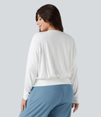 Top grande taille col rond manches longues