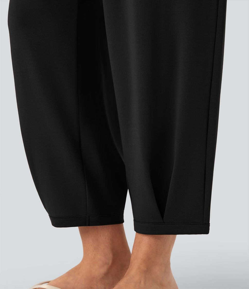 Pantalon décontracté fuselé à taille moyenne avec cordon et poches
