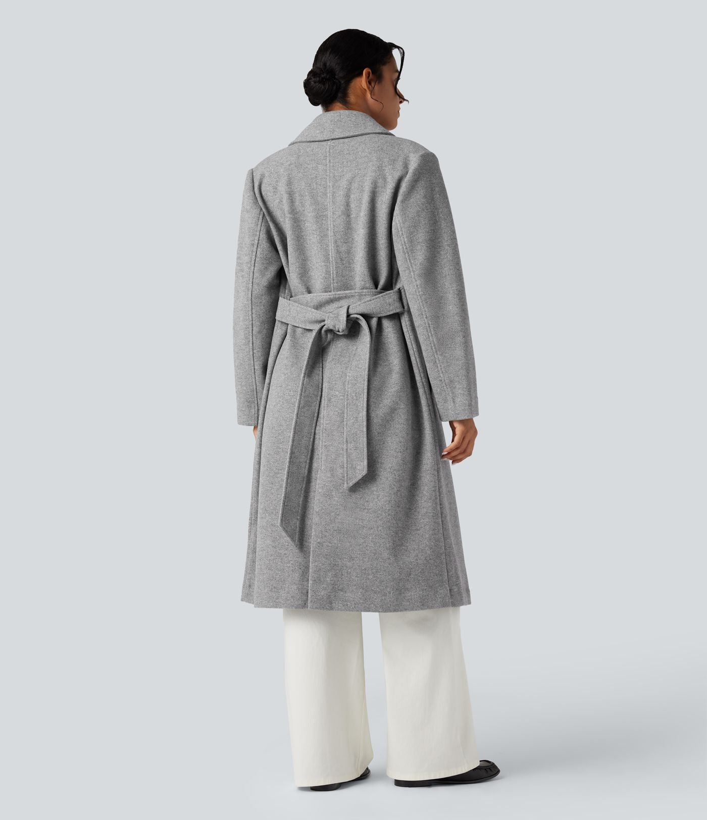 Manteau polaire long ceinturé manches longues avec poches