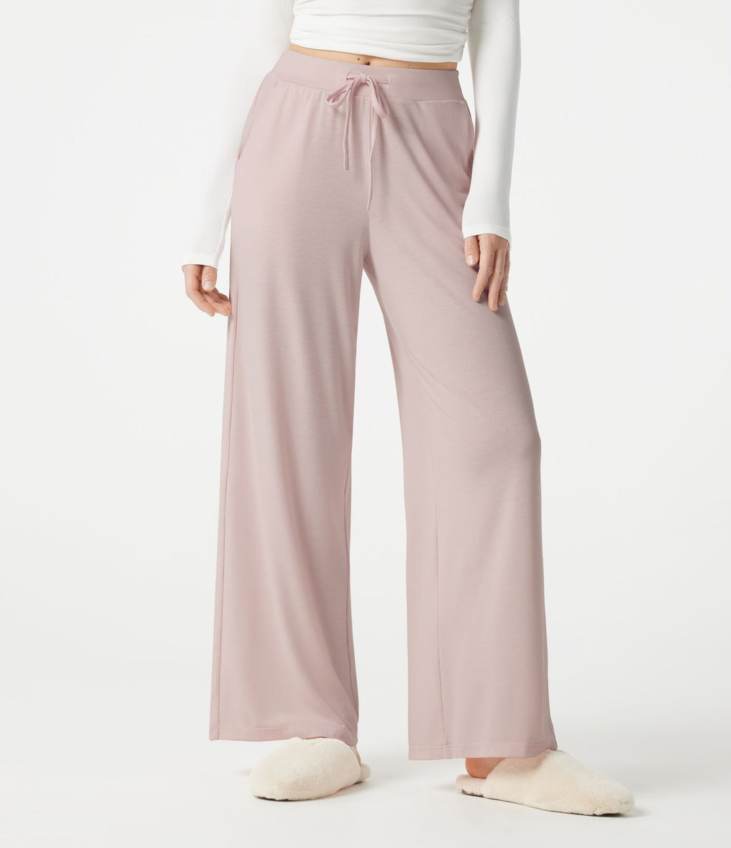 Pantalon de détente large taille mi-haute avec cordon de serrage et poches