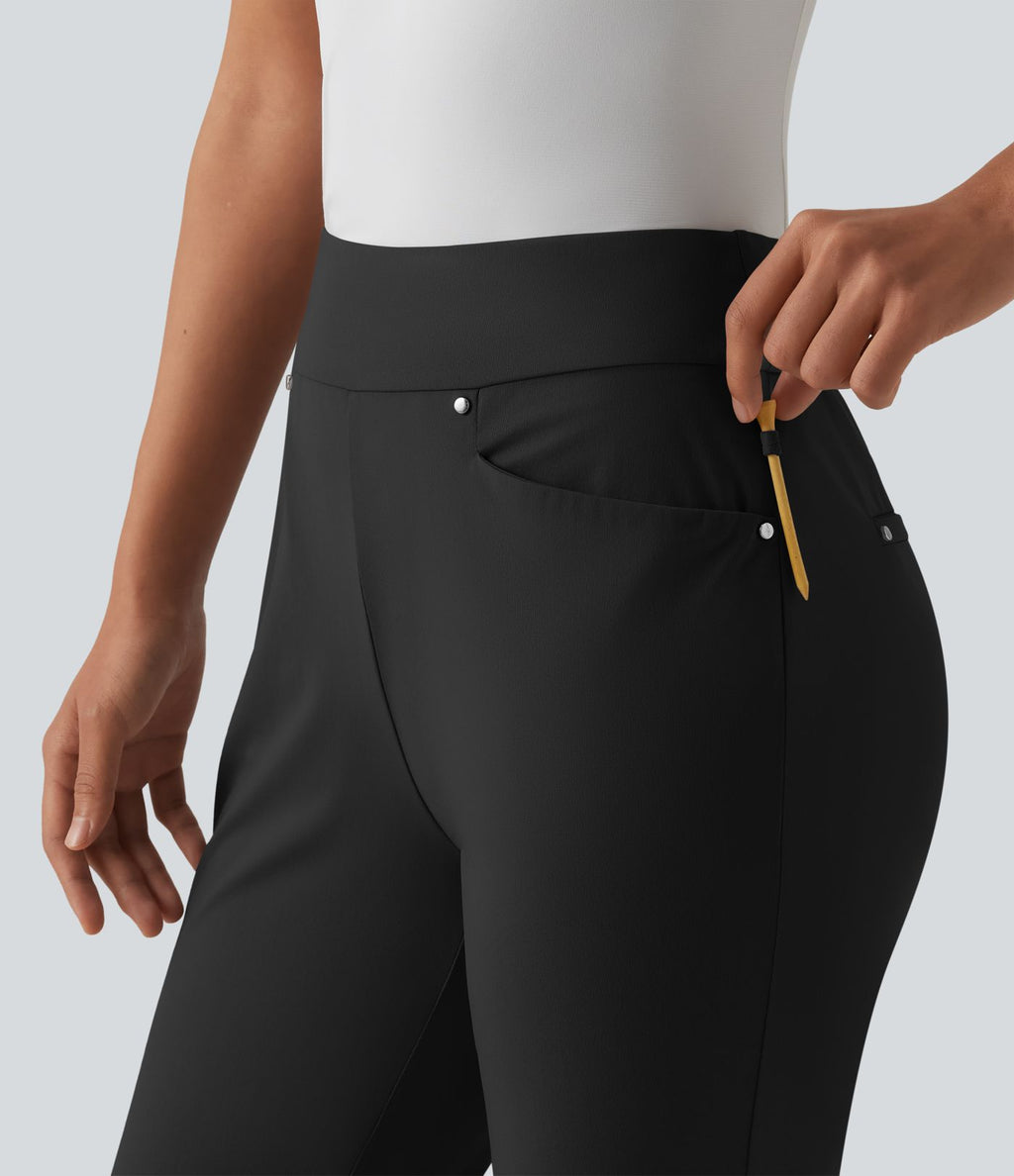 Pantalon de golf fuselé taille haute avec poches