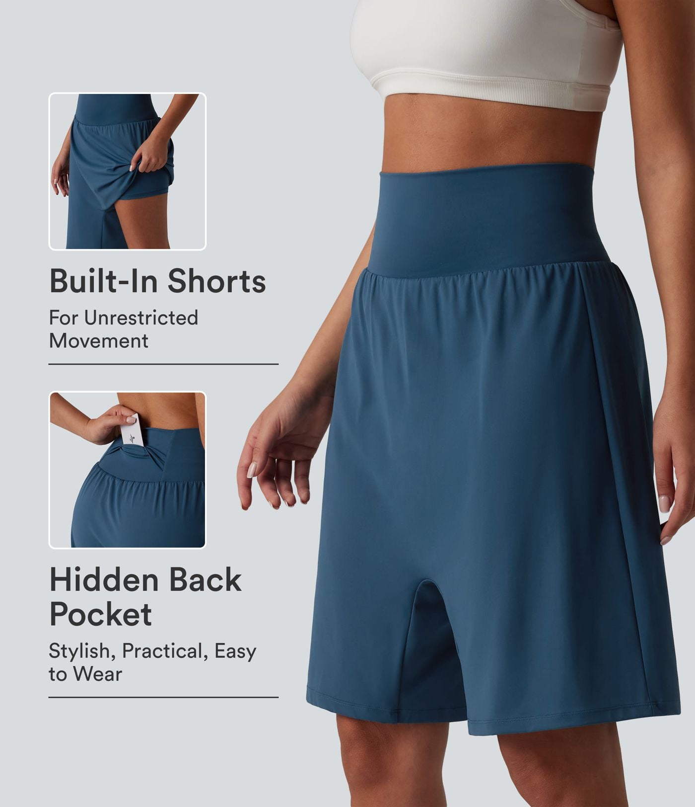 Short harem de yoga SoftlyZero™ Airy 2-en-1 effet frais InstantCool taille haute avec poche
