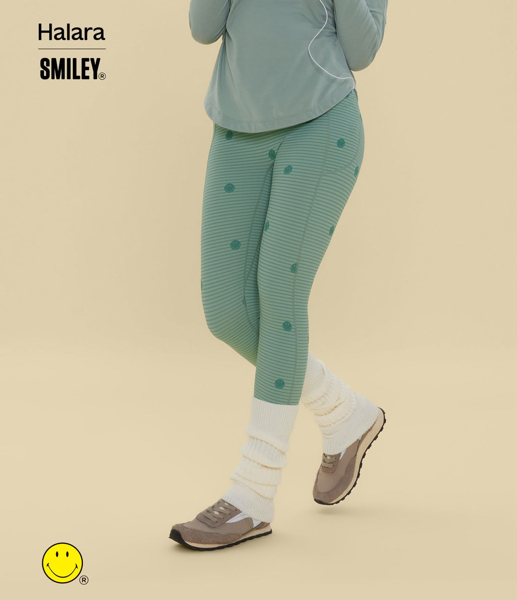 Legging de training Halara X Smiley® Halara UltraSculpt™ imprimé rayures taille haute push-up froncé ventre plat avec poches