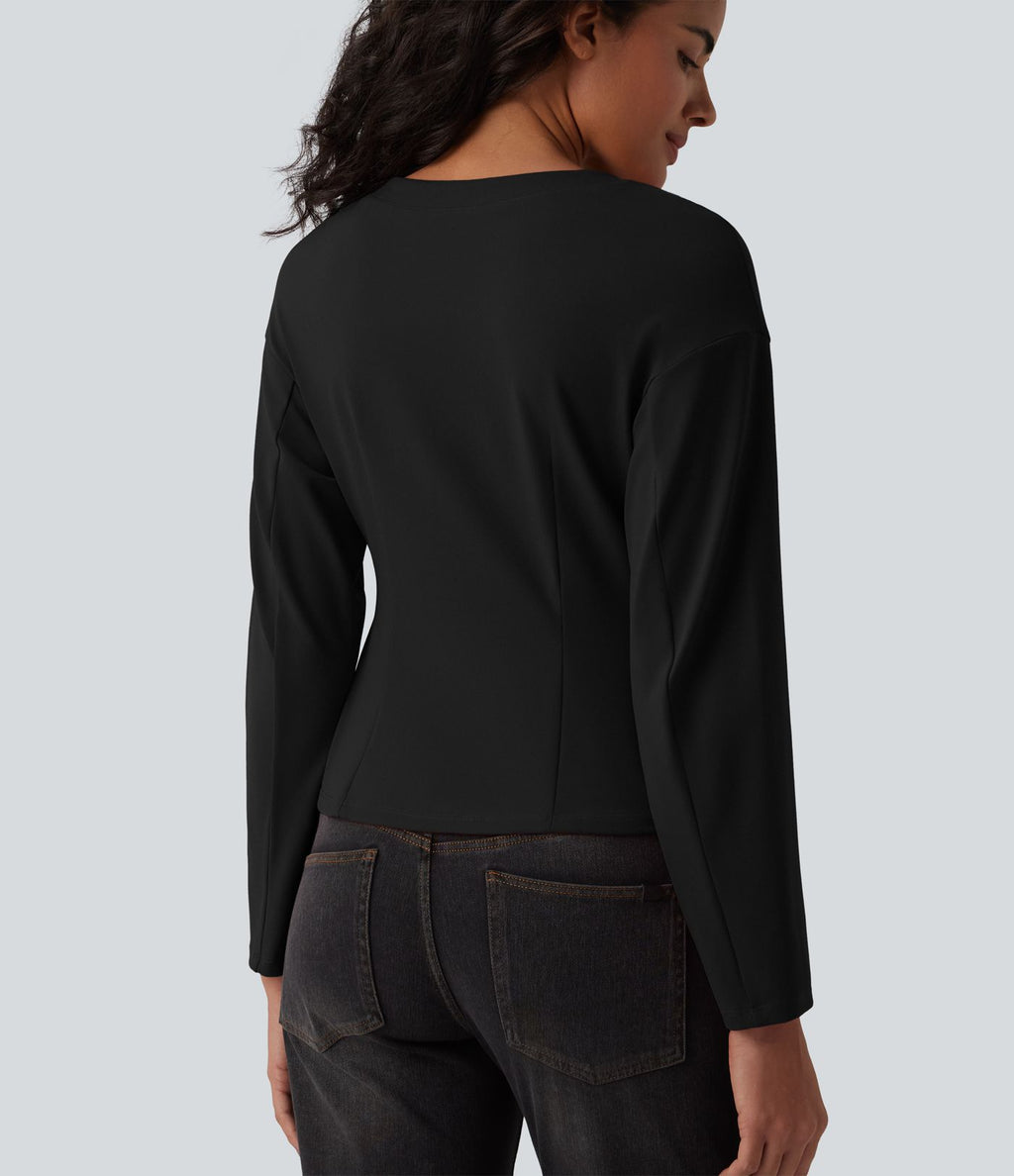 Haut casual col V manches longues avec boutons