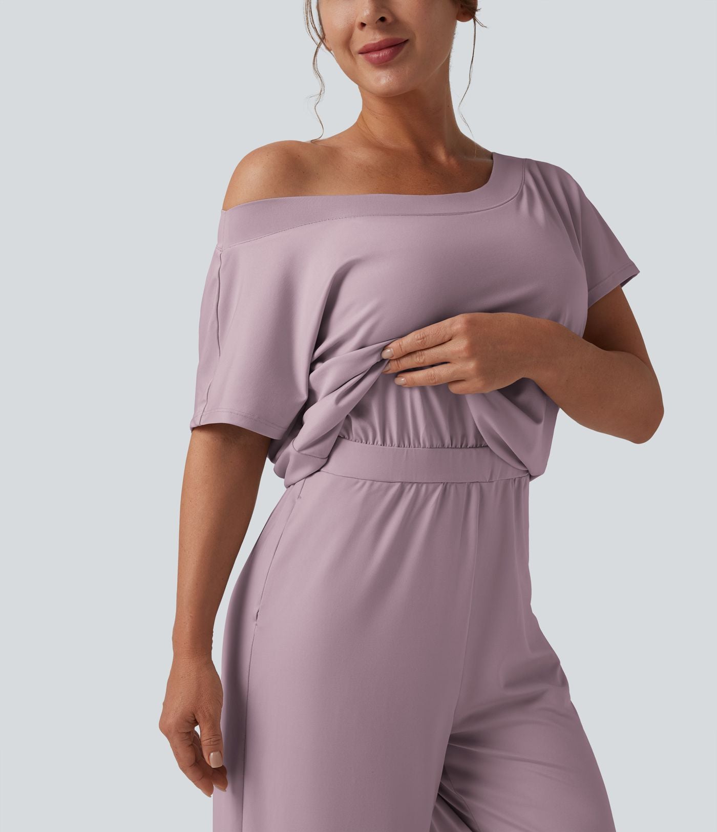 Combinaison casual asymétrique manches courtes avec poches et fente - Easy Peasy
