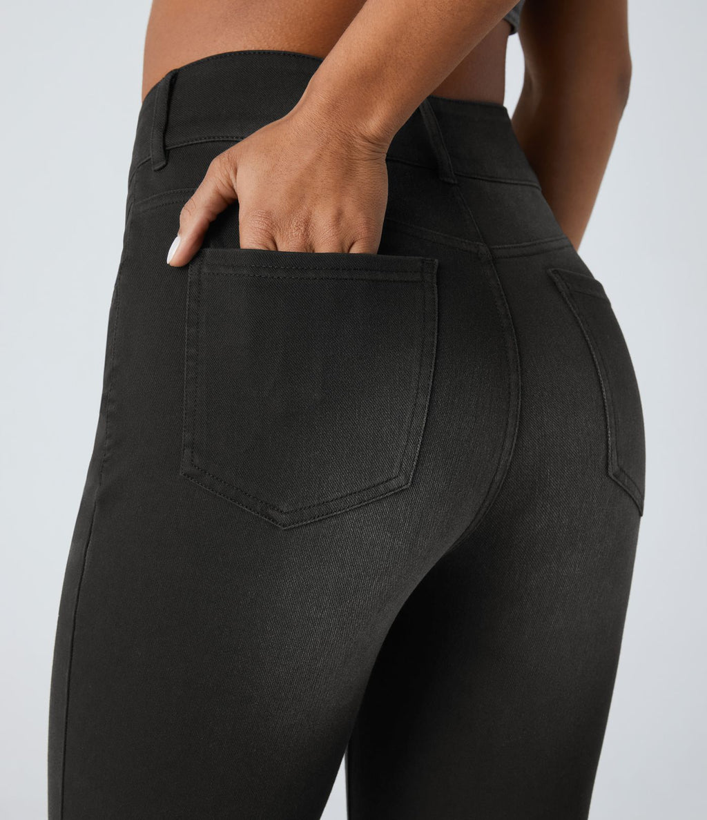 Halara Flex™ Jean skinny Casual Taille Haute Fermeture Éclair Boutonnés Plusieurs Poches Tricot Extensible