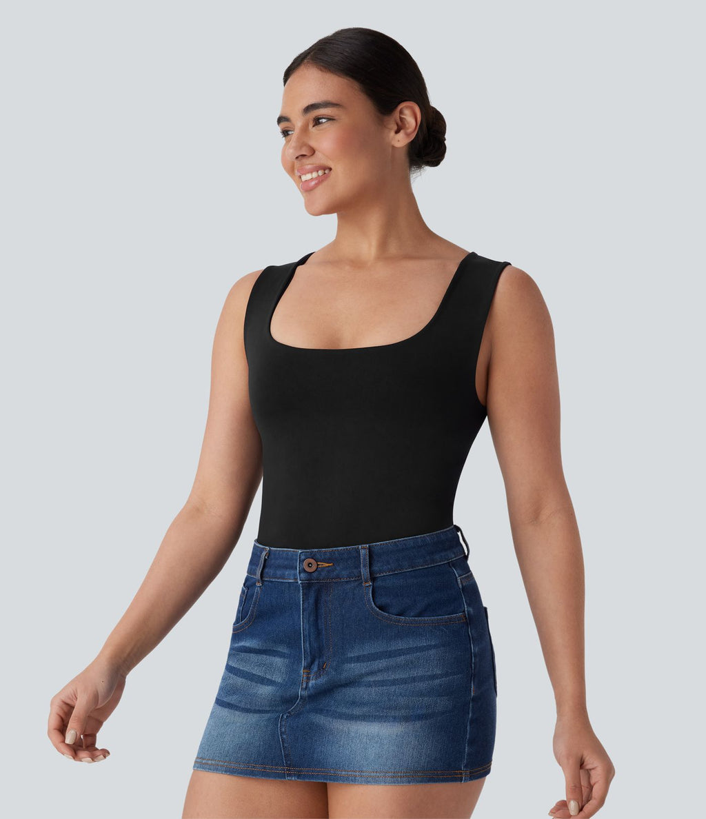 Haut d'intérieur 2-en-1 col U sans manches sans couture OneForm Seamless Flow