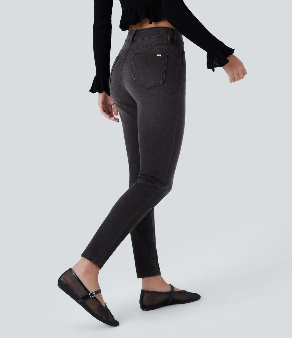 Jean skinny 7/8 décontracté taille mi-haute Halara Flex™ avec poches à enfiler