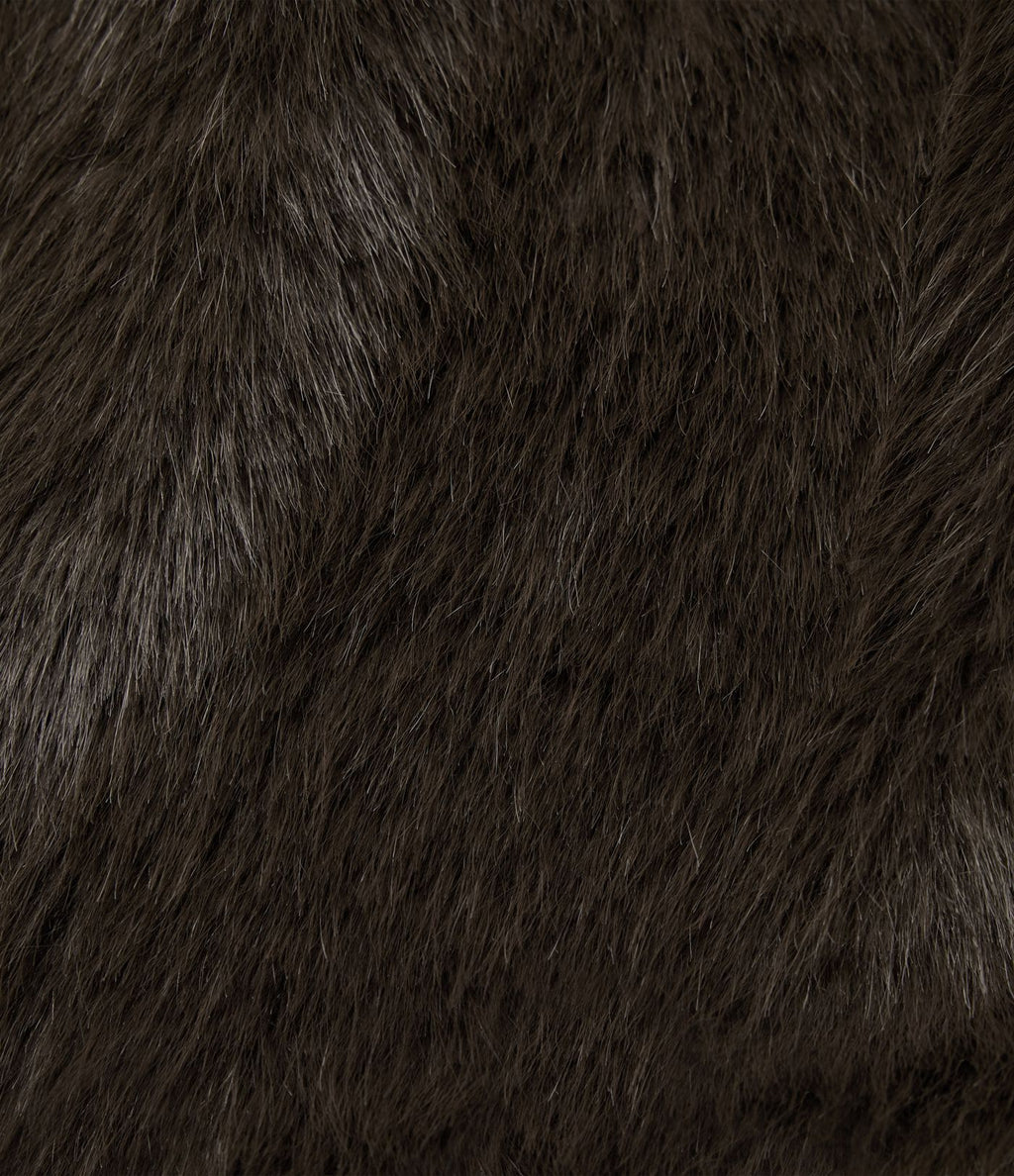 Manteau cape fausse fourrure col revers manches longues avec poches