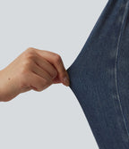 Halara Flex™ Jeggings casual 7/8 taille haute en lyocell drapé effet denim, avec poches