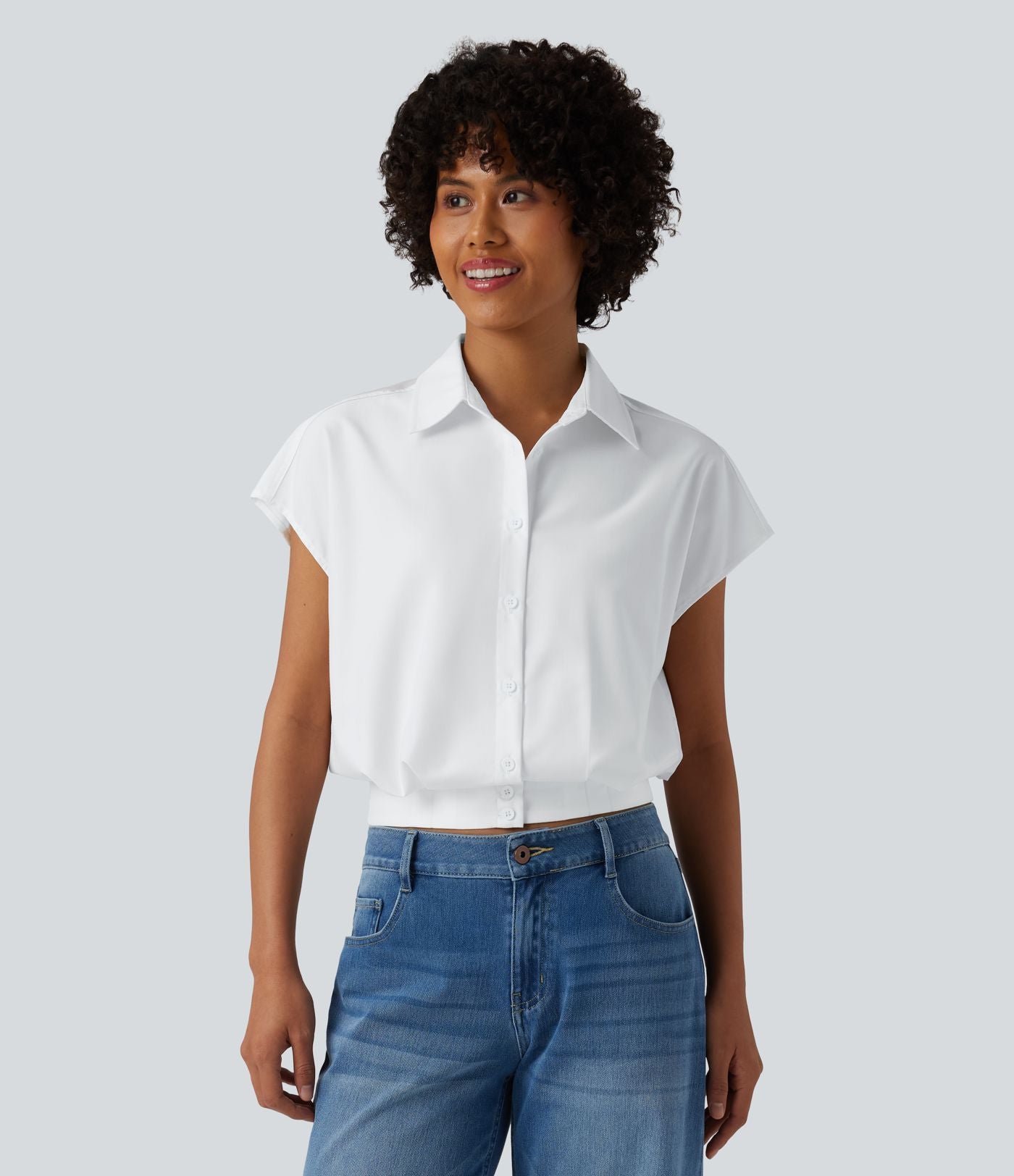 Chemise décontractée col classique manches courtes avec boutonnage