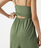 Combinaison jogging décontractée chinée à bretelles réglables, soutien-gorge intégré froncé et poches - Édition Easy Peasy