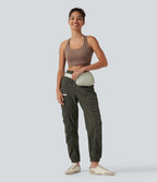 Jogging de course fuselé froncé taille mi-haute à cordon de serrage, séchage rapide, à effet frais InstantCool, avec poches, protection solaire UPF40+