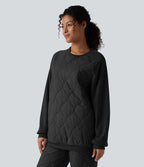 Sweat-shirt de sport matelassé camping à col rond et manches longues
