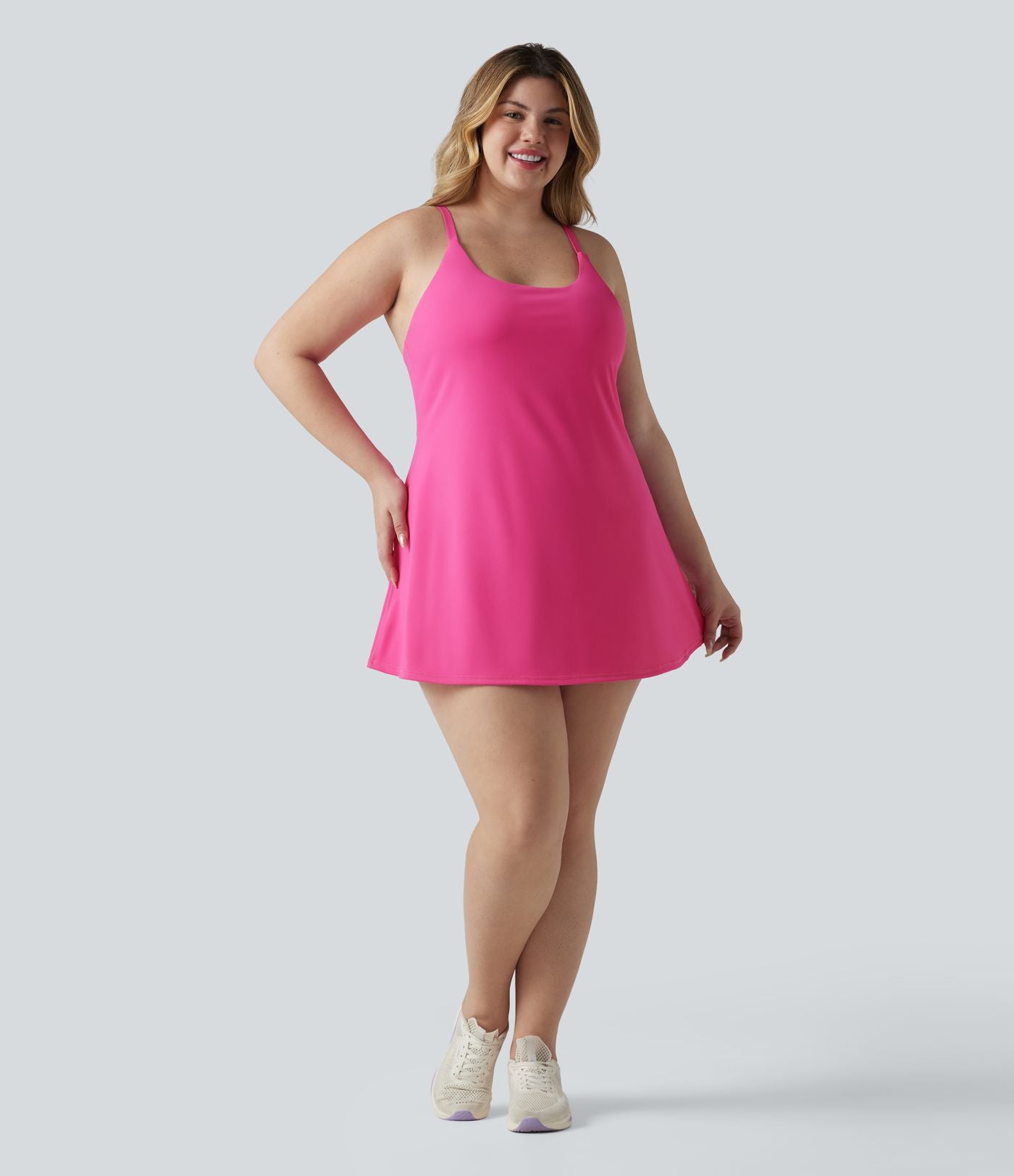 Robe de danse grande taille SoftlyZero™ Plush effet push-up dos nu avec bretelles réglables croisées et brassière intégrée – Édition Easy Peasy