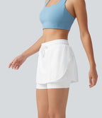 Jupe-short de sport mini SoftlyZero™ Airy taille mi-haute à ourlet croisé, toucher frais, cordon ajustable et poches