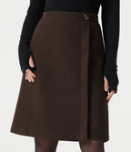 Jupe tailleur midi taille haute en polaire à poches
