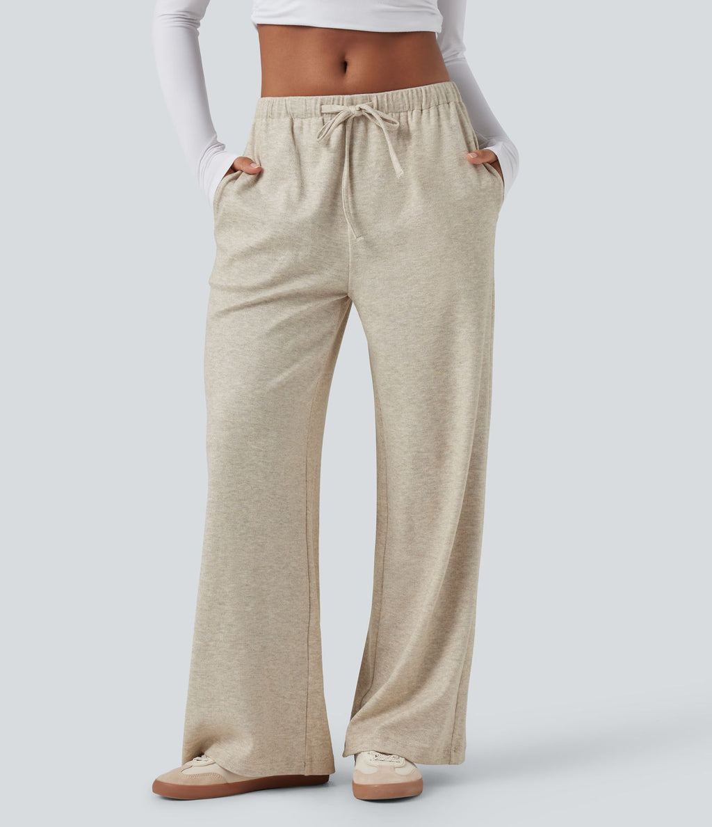 Pantalon baggy côtelé taille basse avec cordon de serrage et poches