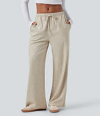Pantalon baggy côtelé taille basse avec cordon de serrage et poches