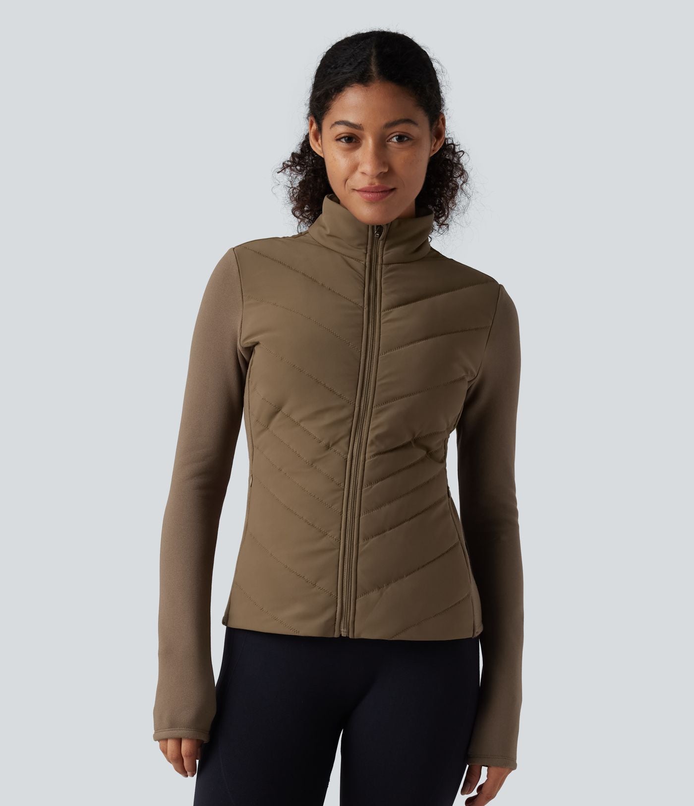Veste matelassée running PuffFlex col cheminée manches longues avec zip et poches