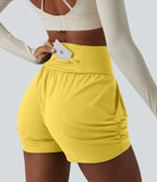 Short de yoga SoftlyZero™ Airy taille haute froncé effet frais InstantCool 7,5 cm avec poches