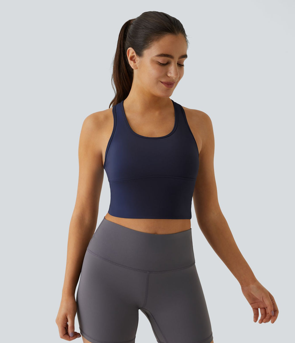 Softlyzero™ Plush Plus Débardeur Yoga Crop à Col U Plongeant Dos Nu Dos Nageur Découpé - UPF50+