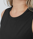 Débardeur de Yoga Grande Taille avec Découpe et Ourlet Croisé Uni