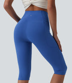 Legging de yoga corsaire SoftlyZero™ taille haute croisé avec poches - UPF50+