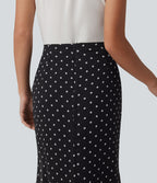 Jupe midi fluide sirène taille haute à pois
