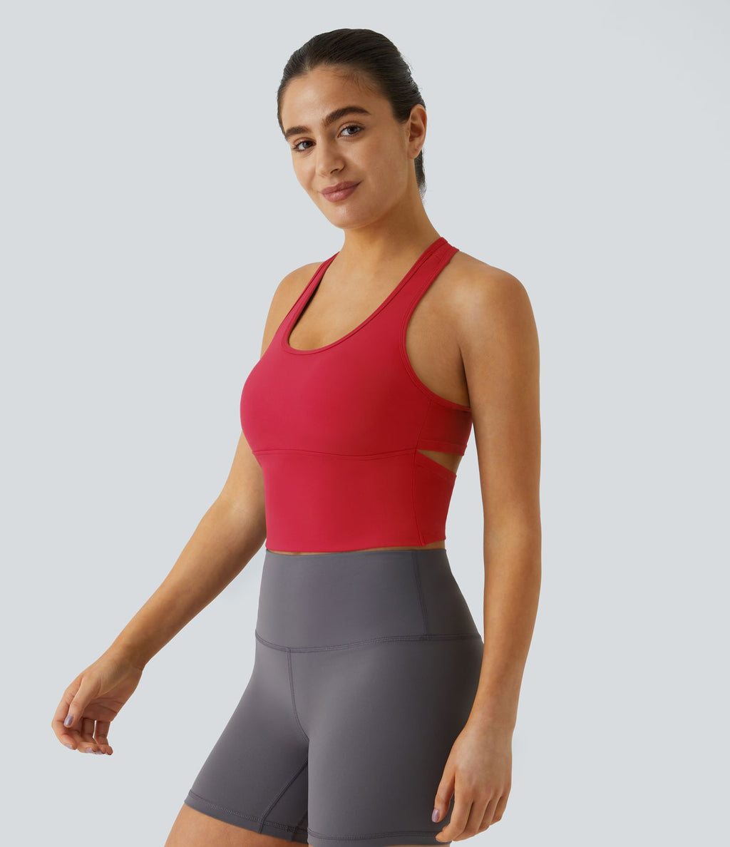 Softlyzero™ Plush Plus Débardeur Yoga Crop à Col U Plongeant Dos Nu Dos Nageur Découpé - UPF50+