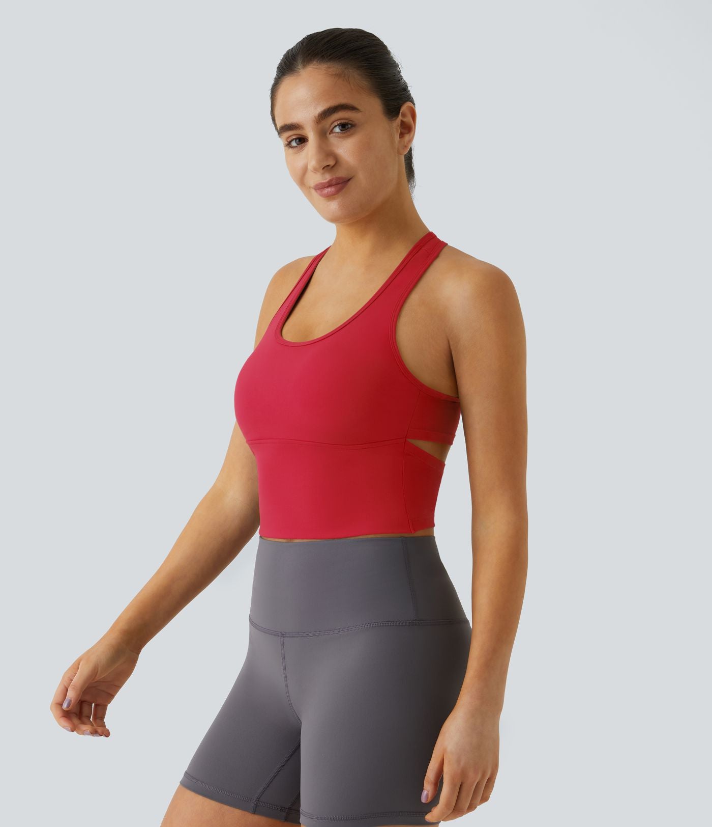 Softlyzero™ Plush Plus Débardeur Yoga Crop à Col U Plongeant Dos Nu Dos Nageur Découpé - UPF50+
