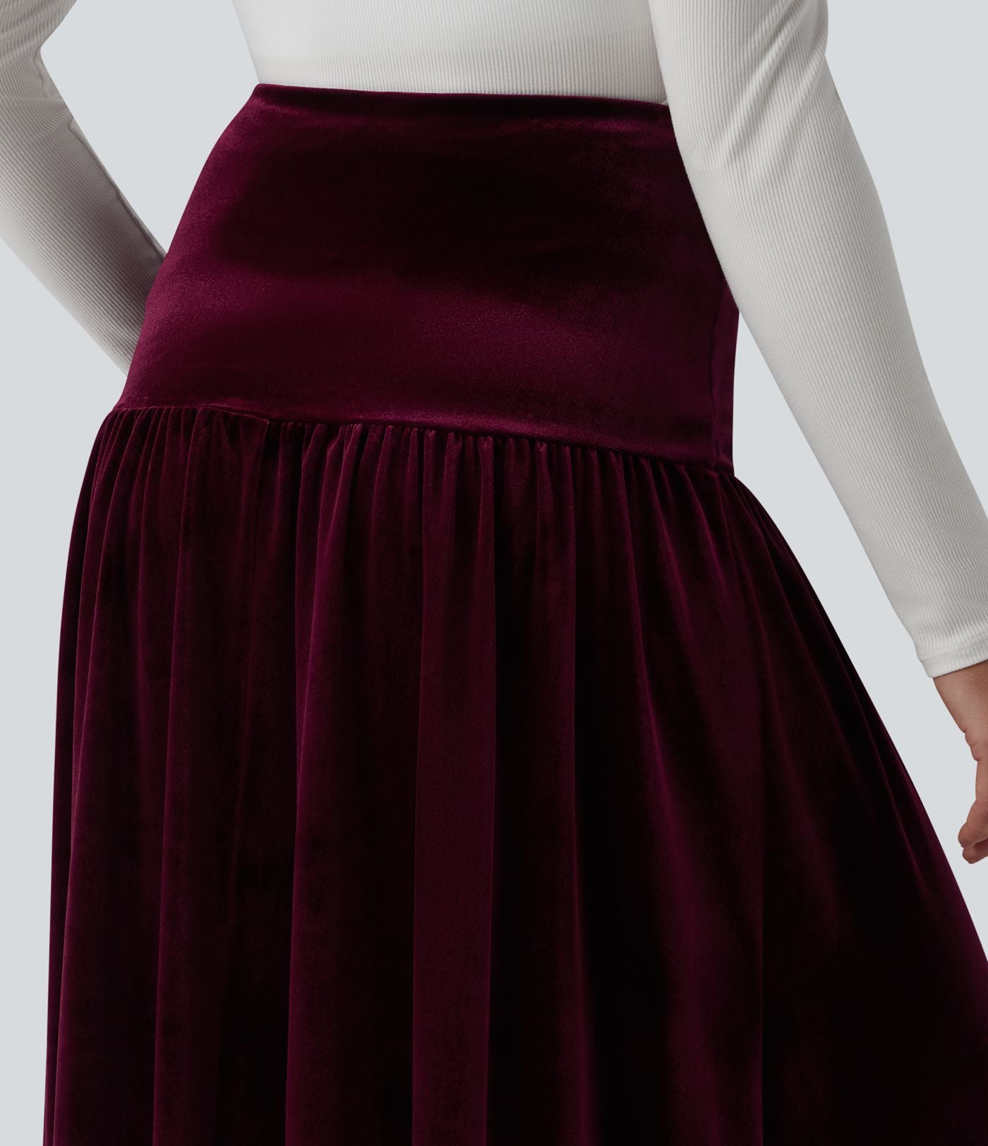 Jupe longue casual trapèze velours taille haute