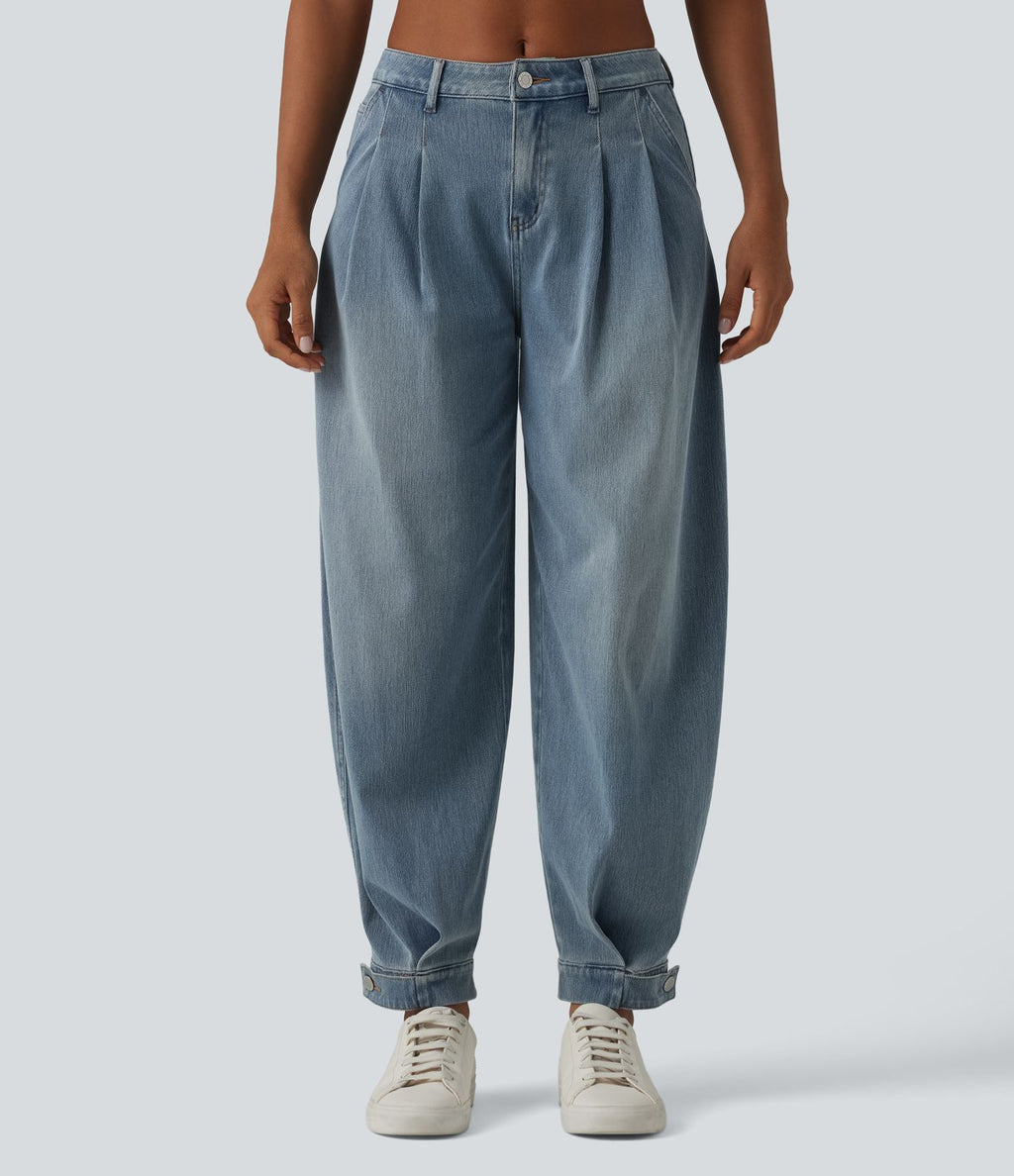Halara Flex™ Jogging barrel en denim taille mi-haute avec poches