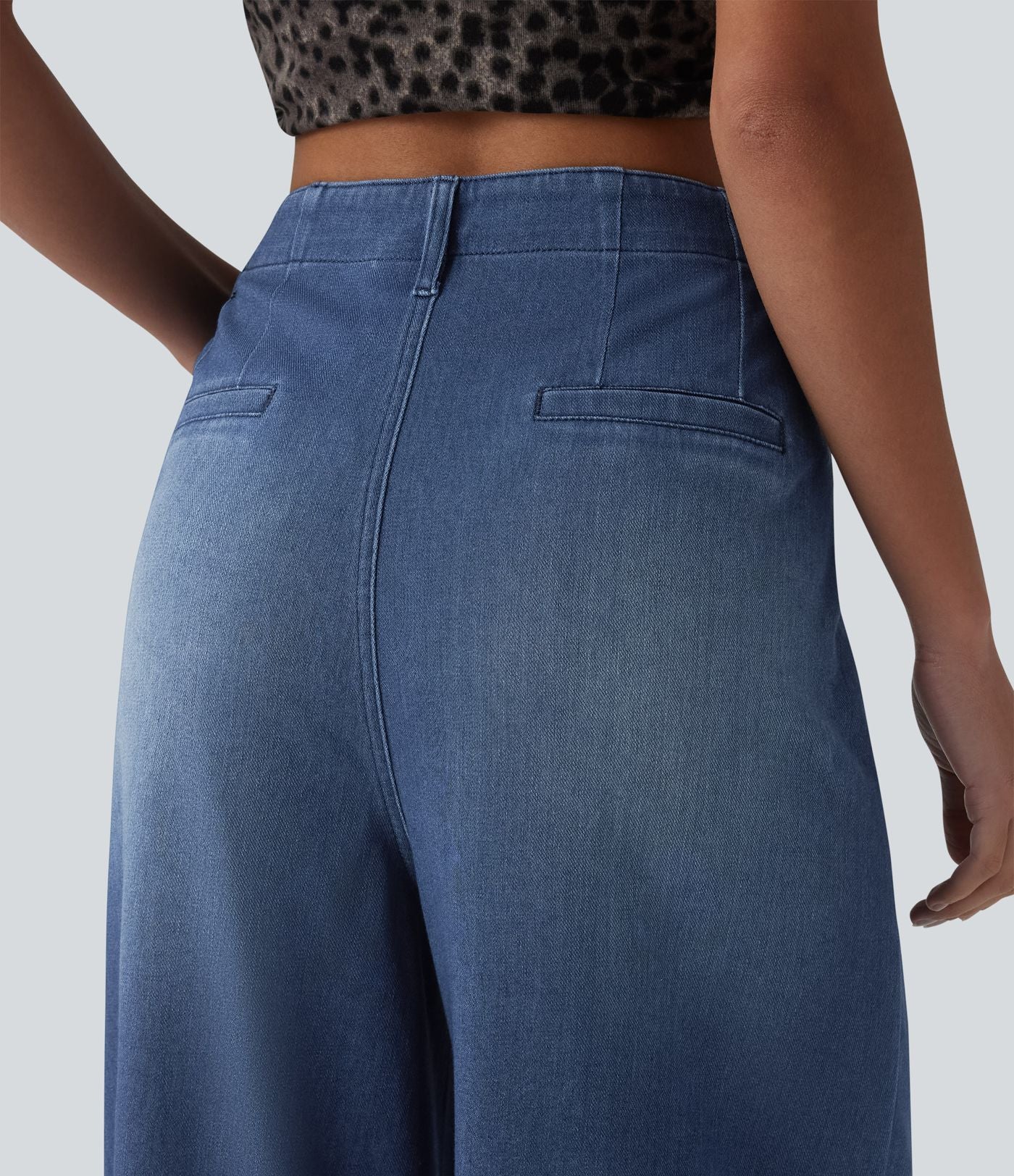 Halara Flex™ Jean évasé casual large taille haute avec poches