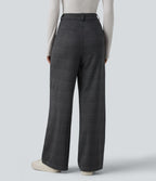 Pantalon à carreaux Halara Flex™ pour le bureau, taille haute, coupe droite avec poches