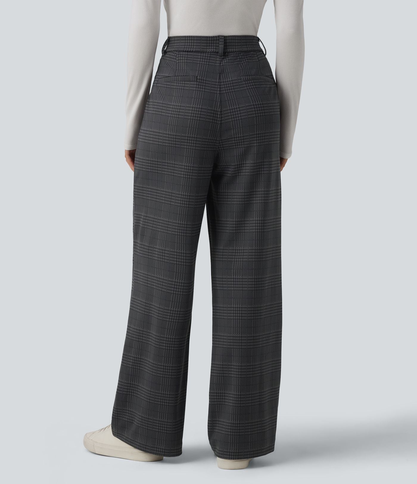 Pantalon à carreaux Halara Flex™ pour le bureau, taille haute, coupe droite avec poches