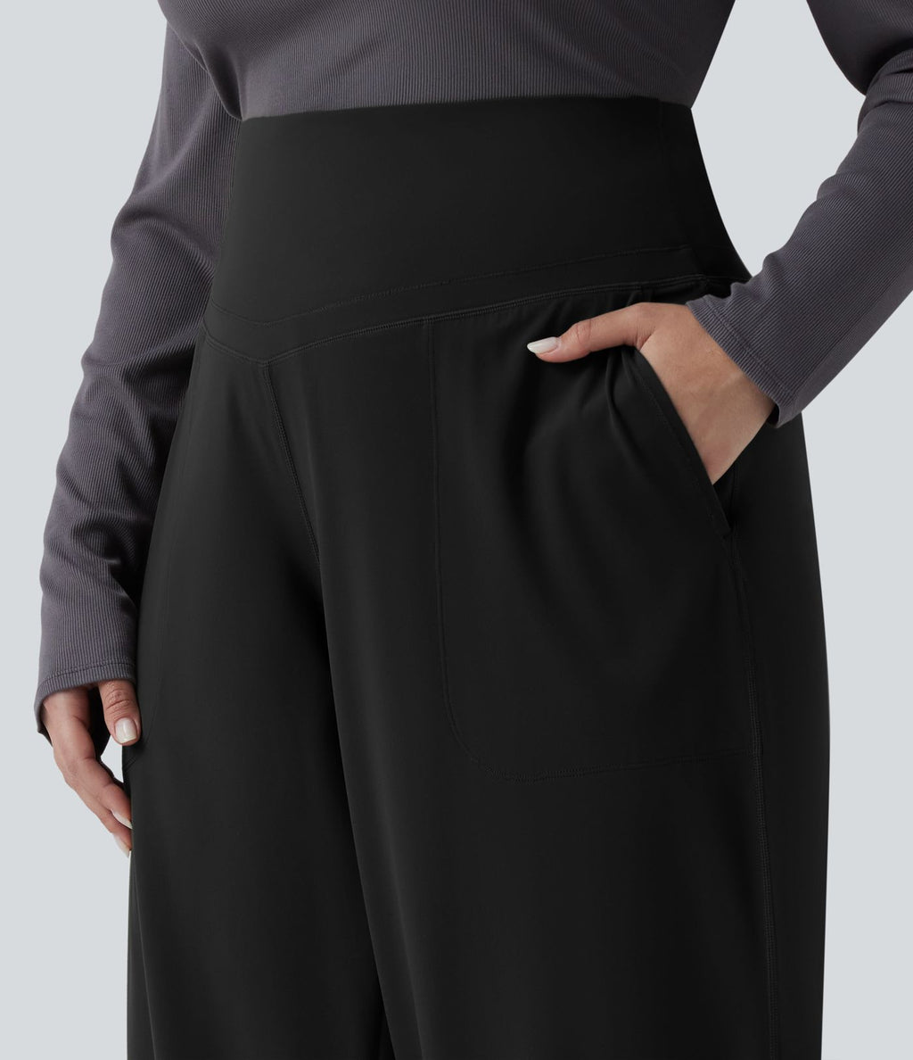 Pantalon de yoga grande taille jambes droites taille haute gainant Halara UltraSculpt™ avec poches
