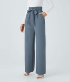 Pantalon de travail Halara Flex™ paper bag large taille haute, avec ceinture et poches