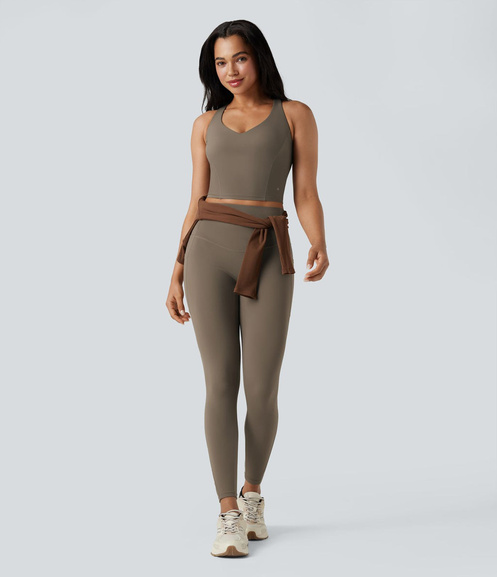 Débardeur yoga Halara UltraSculpt™ 2-en-1 push-up col V profond dos croisé